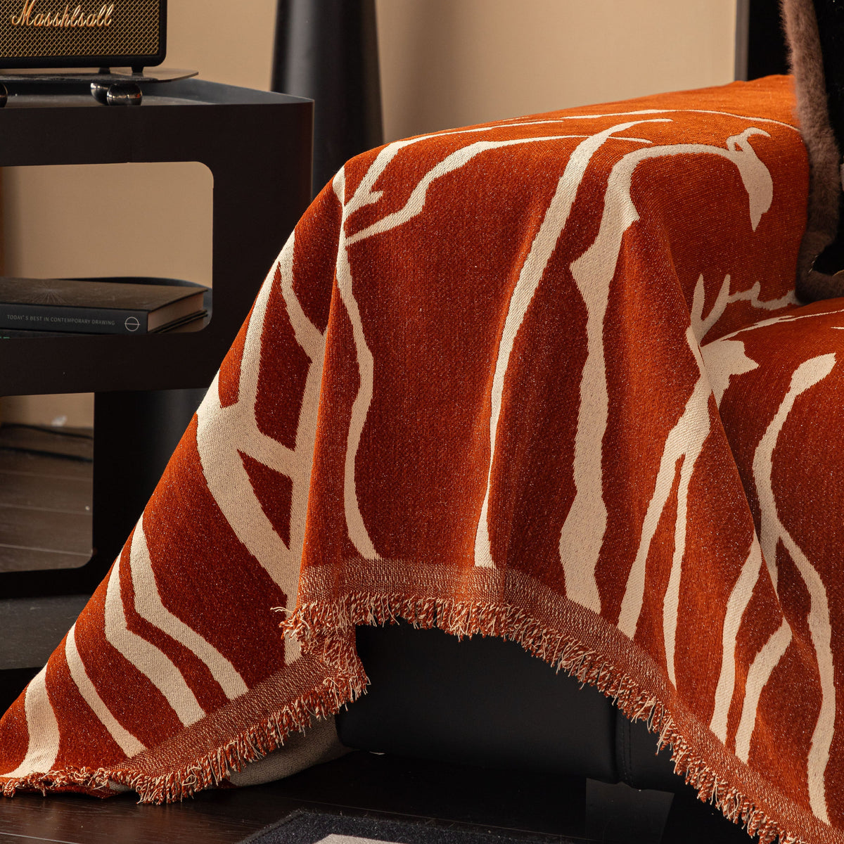 Modern Abstract Floral Sofa Throw Blanket, Decor Furniture Protector for Living Room