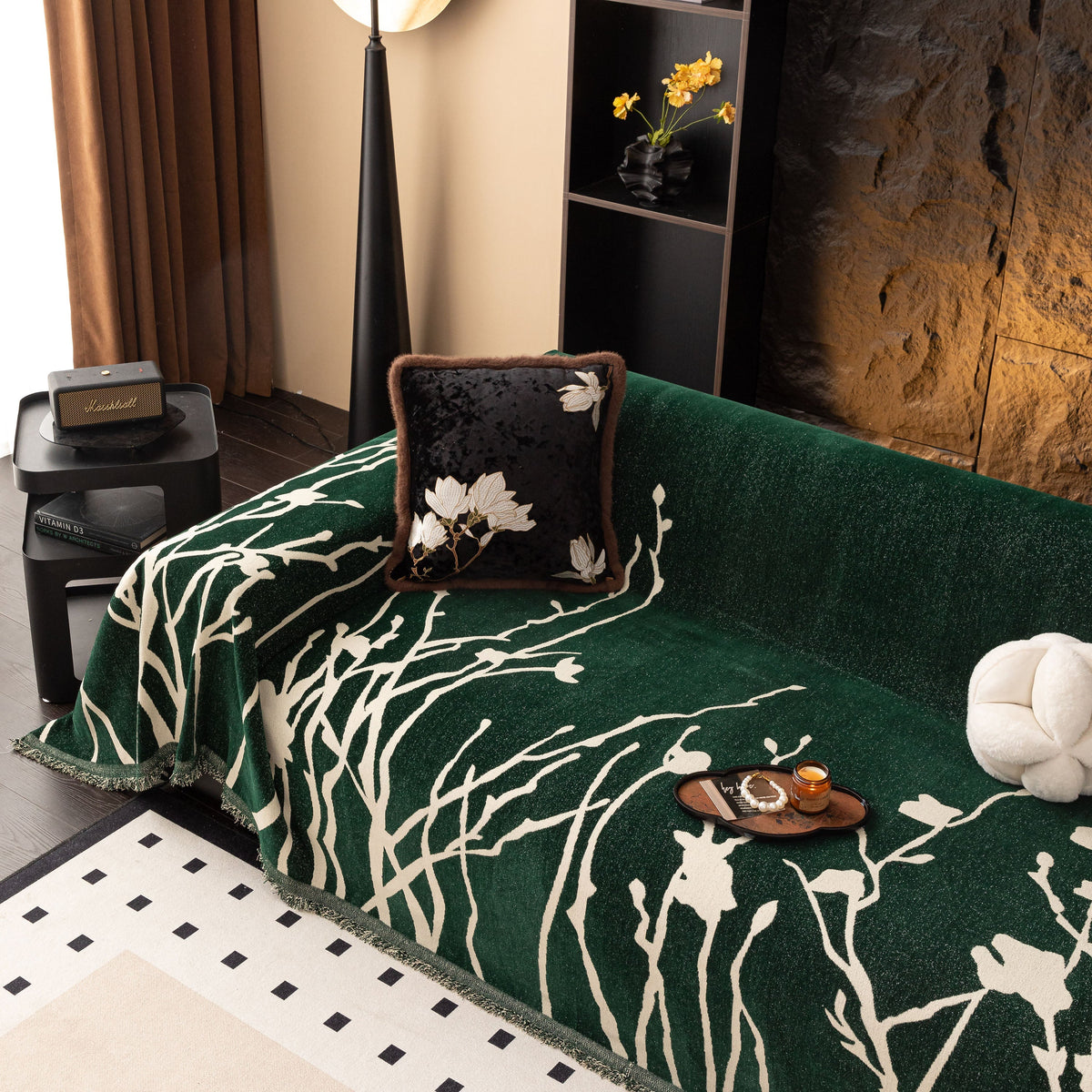 Modern Abstract Floral Sofa Throw Blanket, Decor Furniture Protector for Living Room