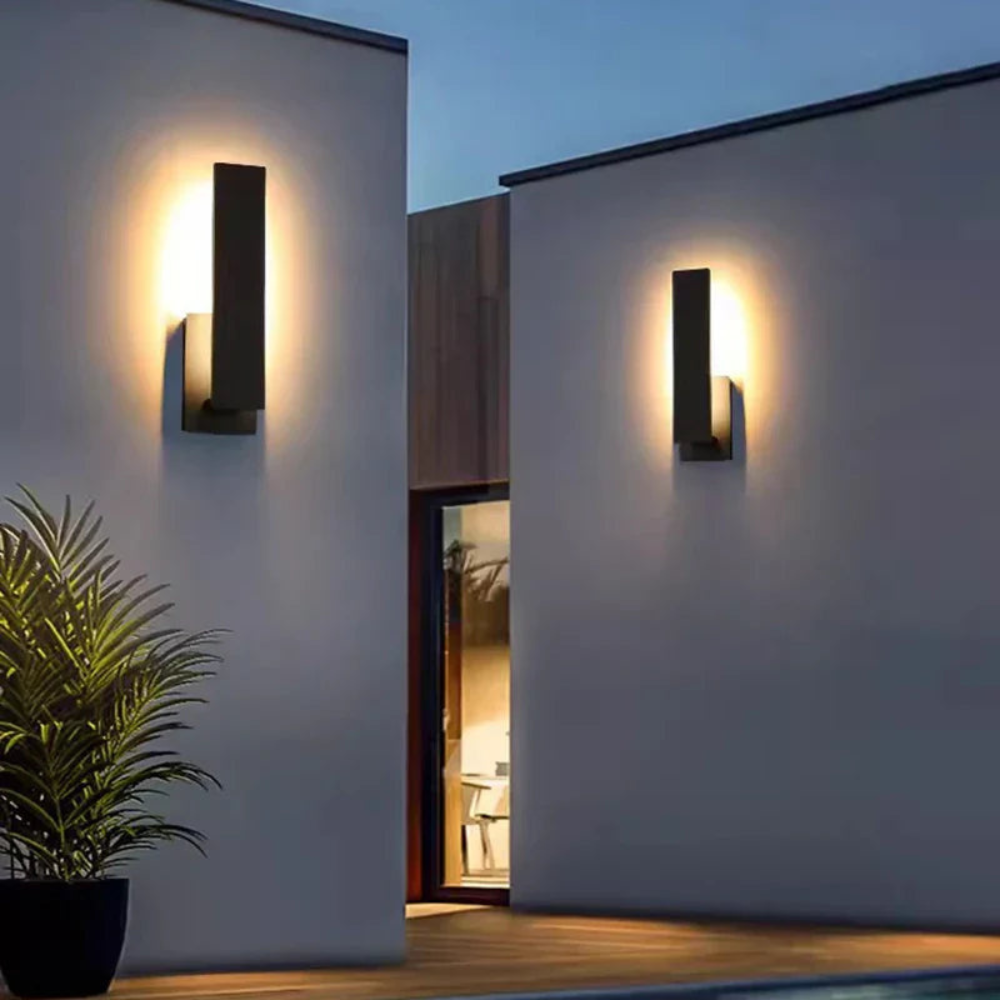 Modern Aluminum Wall Sconce with Backlit Glow