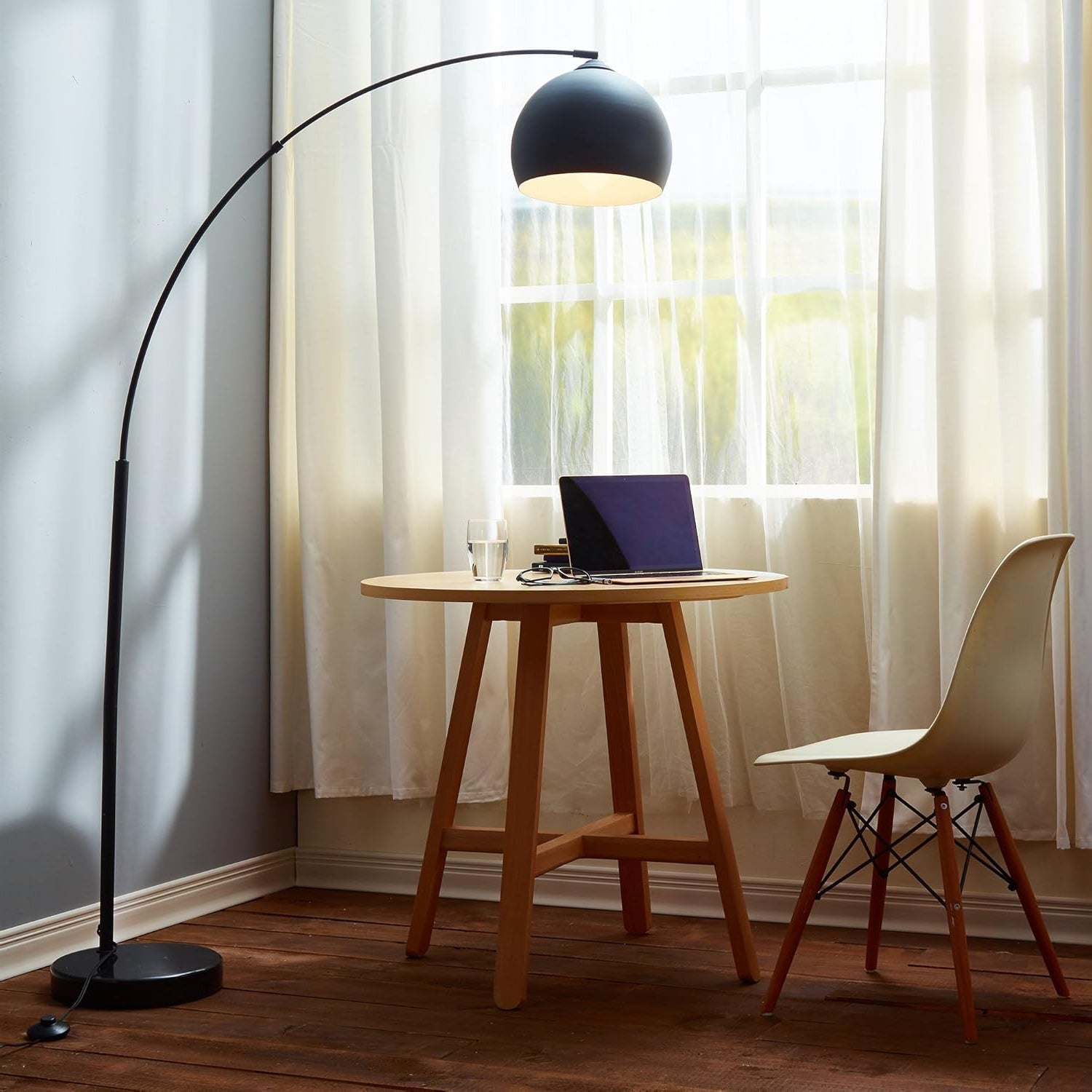 Modern Arc Floor Lamp with Dome Metal Shade