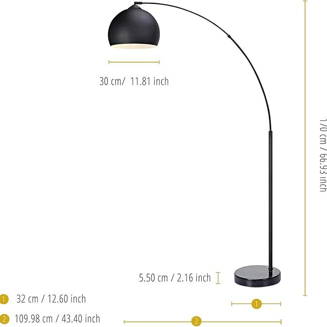 Modern Arc Floor Lamp with Dome Metal Shade