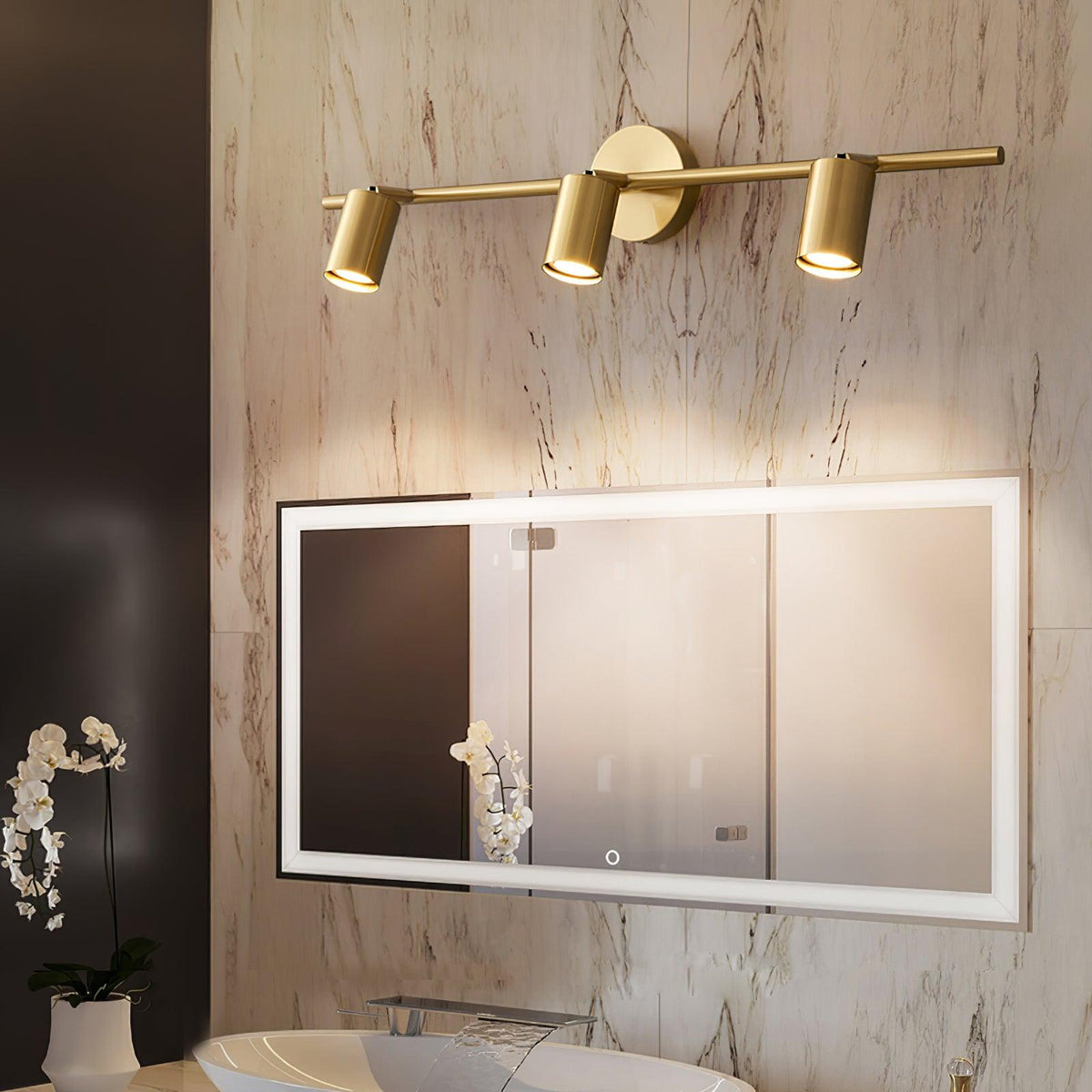 Modern Brass Double Head Wall Spotlight Bar