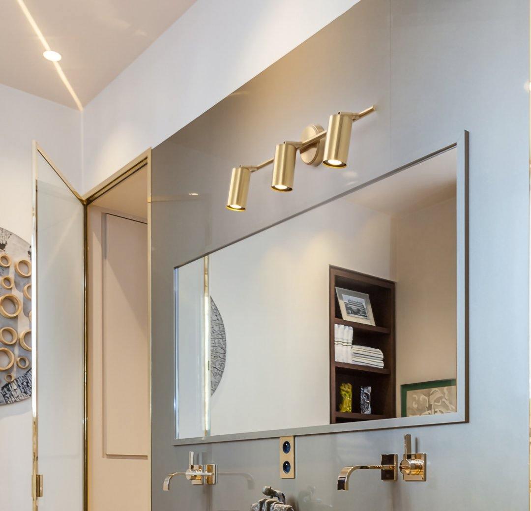 Modern Brass Double Head Wall Spotlight Bar
