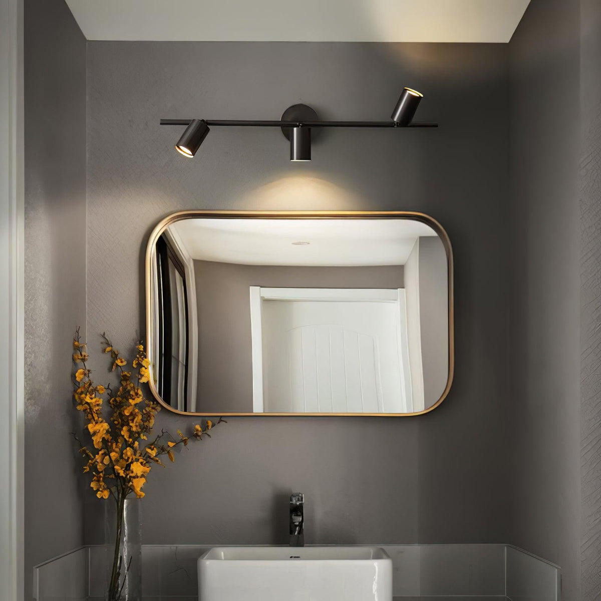 Modern Brass Double Head Wall Spotlight Bar