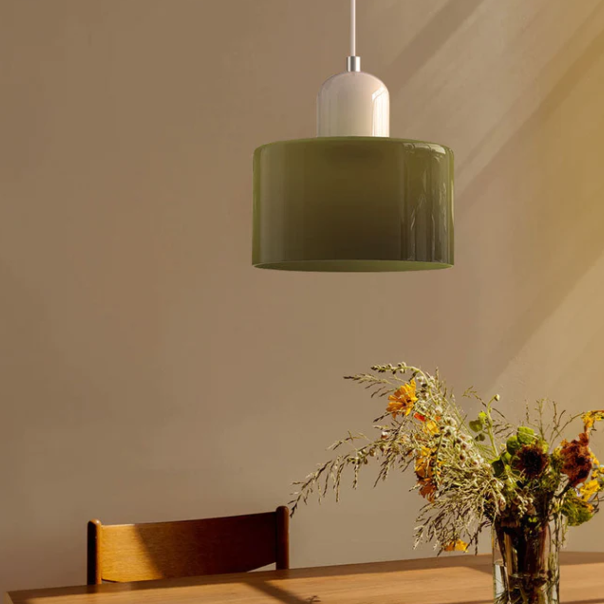 Modern Colored Glass Cylinder Pendant Light