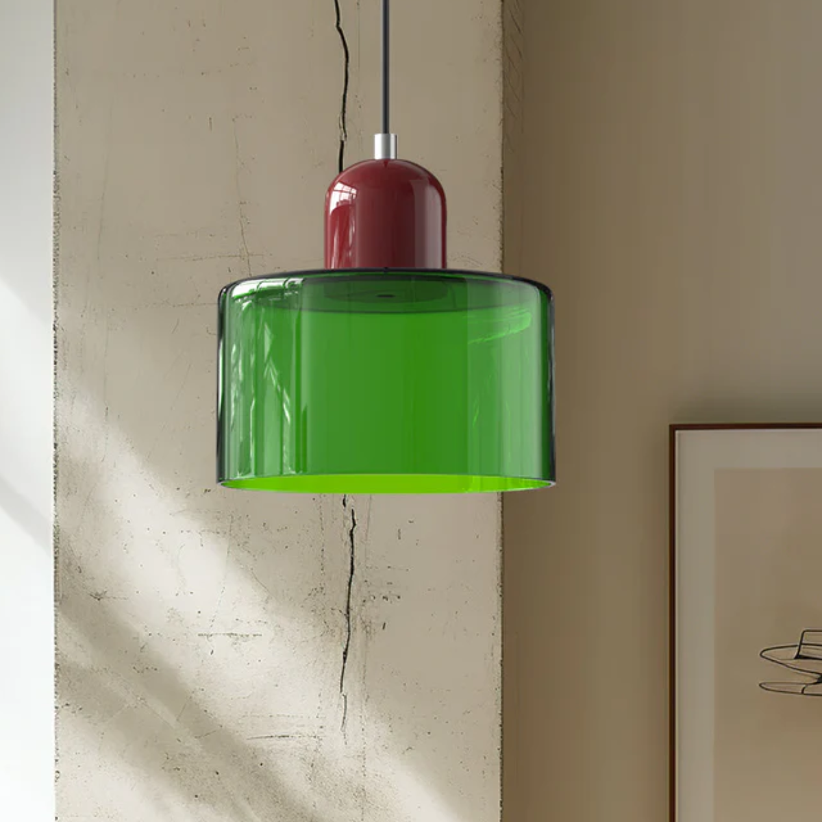 Modern Colored Glass Cylinder Pendant Light