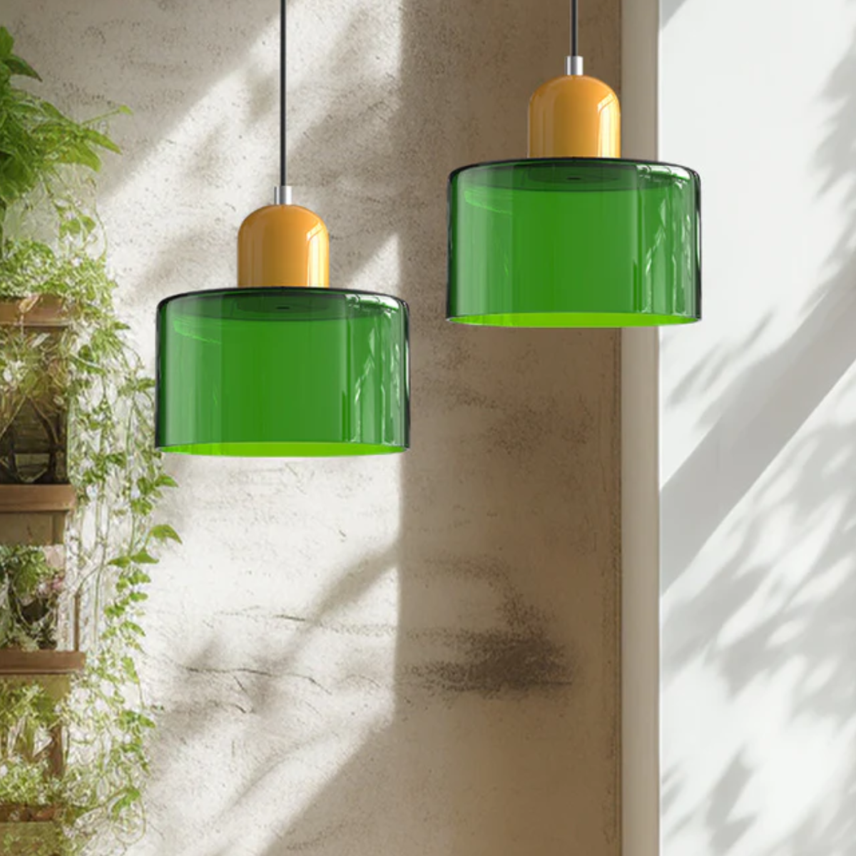 Modern Colored Glass Cylinder Pendant Light