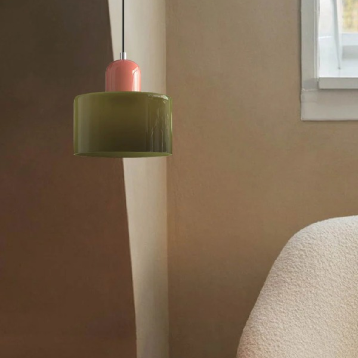 Modern Colored Glass Cylinder Pendant Light