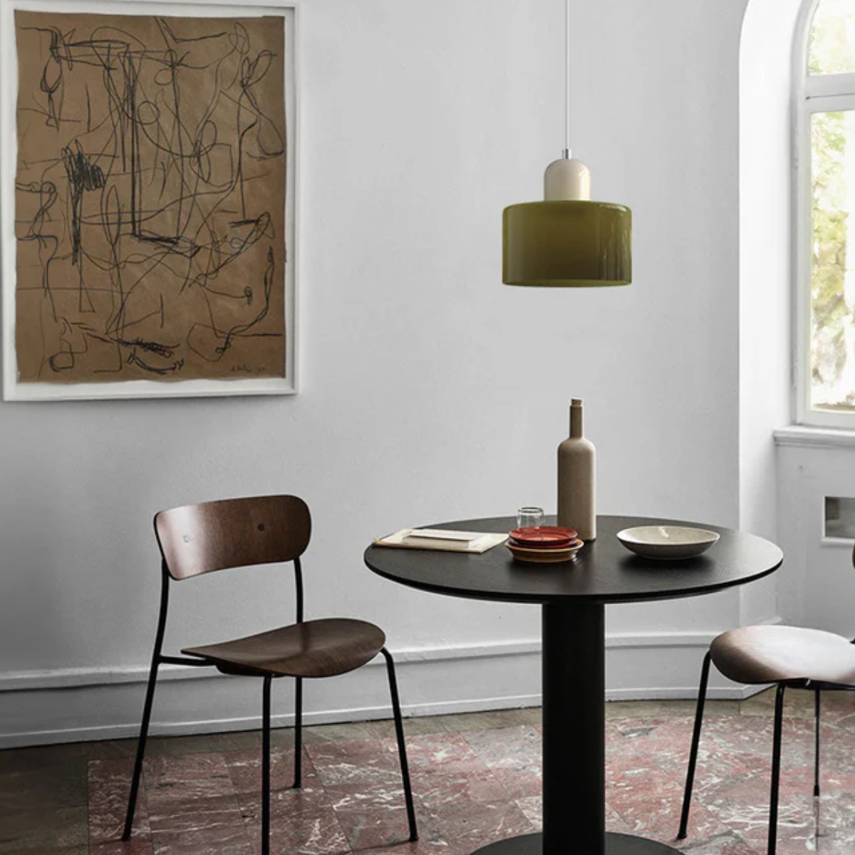 Modern Colored Glass Cylinder Pendant Light
