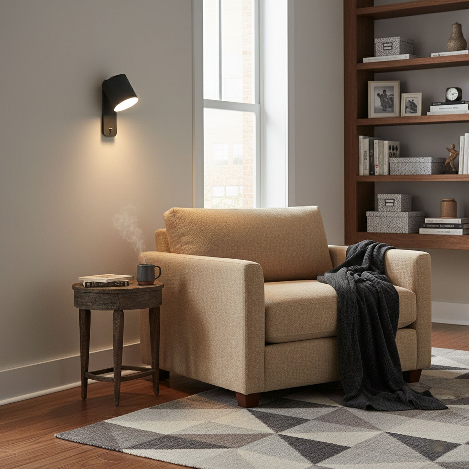 Modern Cylinder Wall Sconce with Rotary Shade