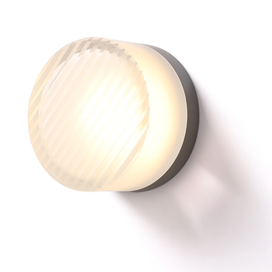 Modern Glass Wall Sconce with Rippled Shade