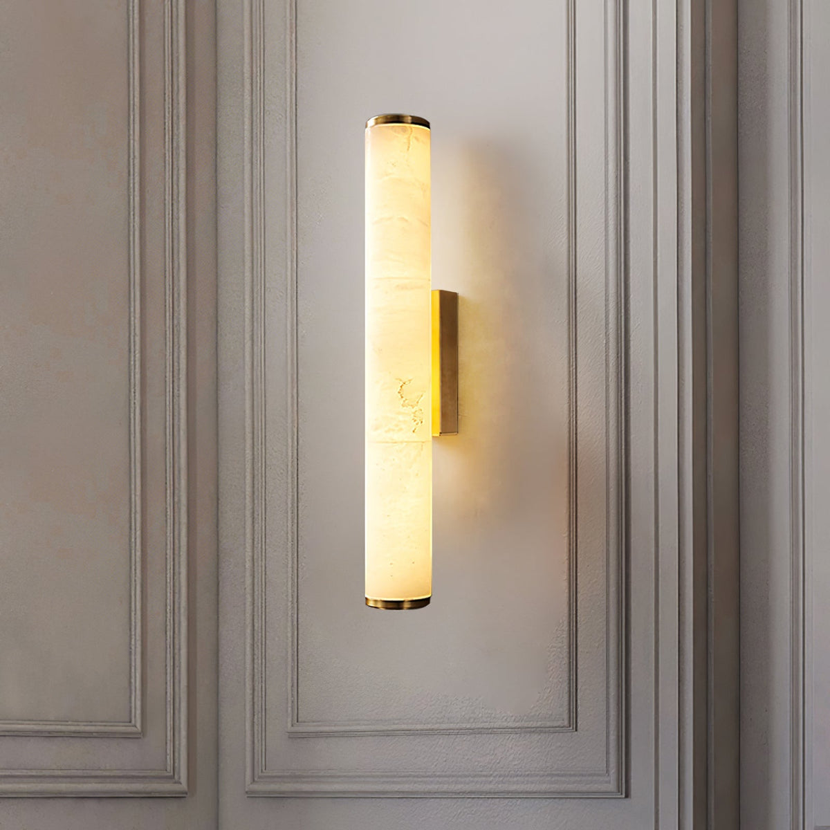 Modern Marble Wall Sconce with Warm LED Glow