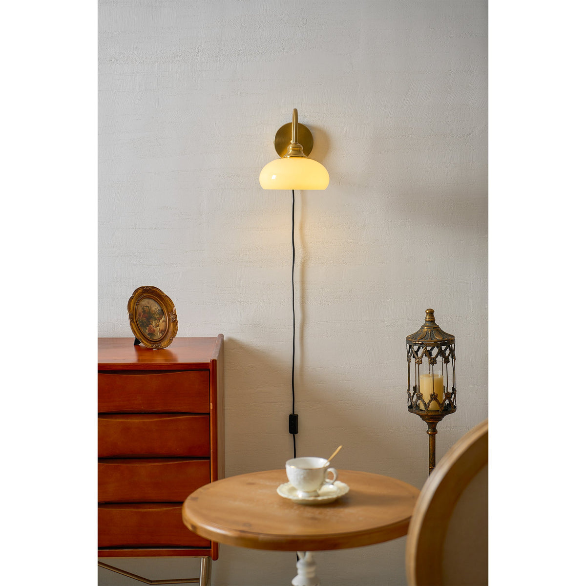 Modern Plug-In Wall Sconce with Glass Shade