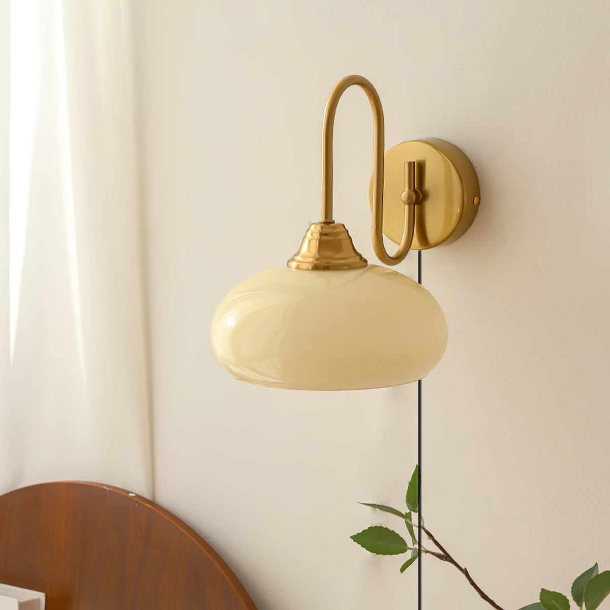 Modern Plug-In Wall Sconce with Glass Shade