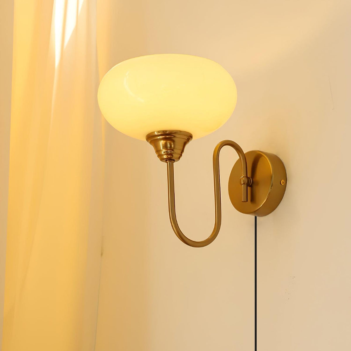 Modern Plug-In Wall Sconce with Glass Shade