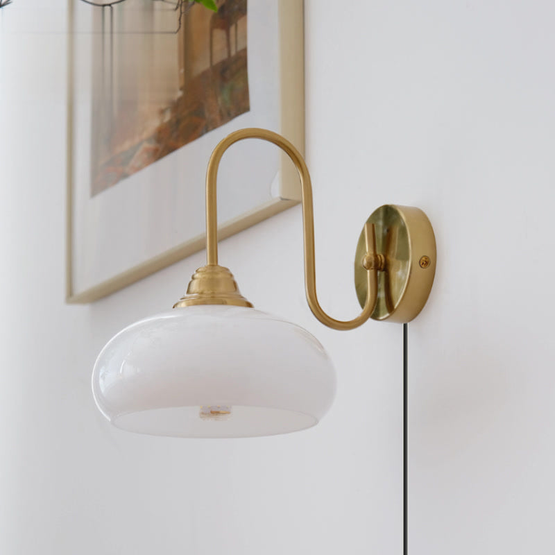 Modern Plug-In Wall Sconce with Glass Shade