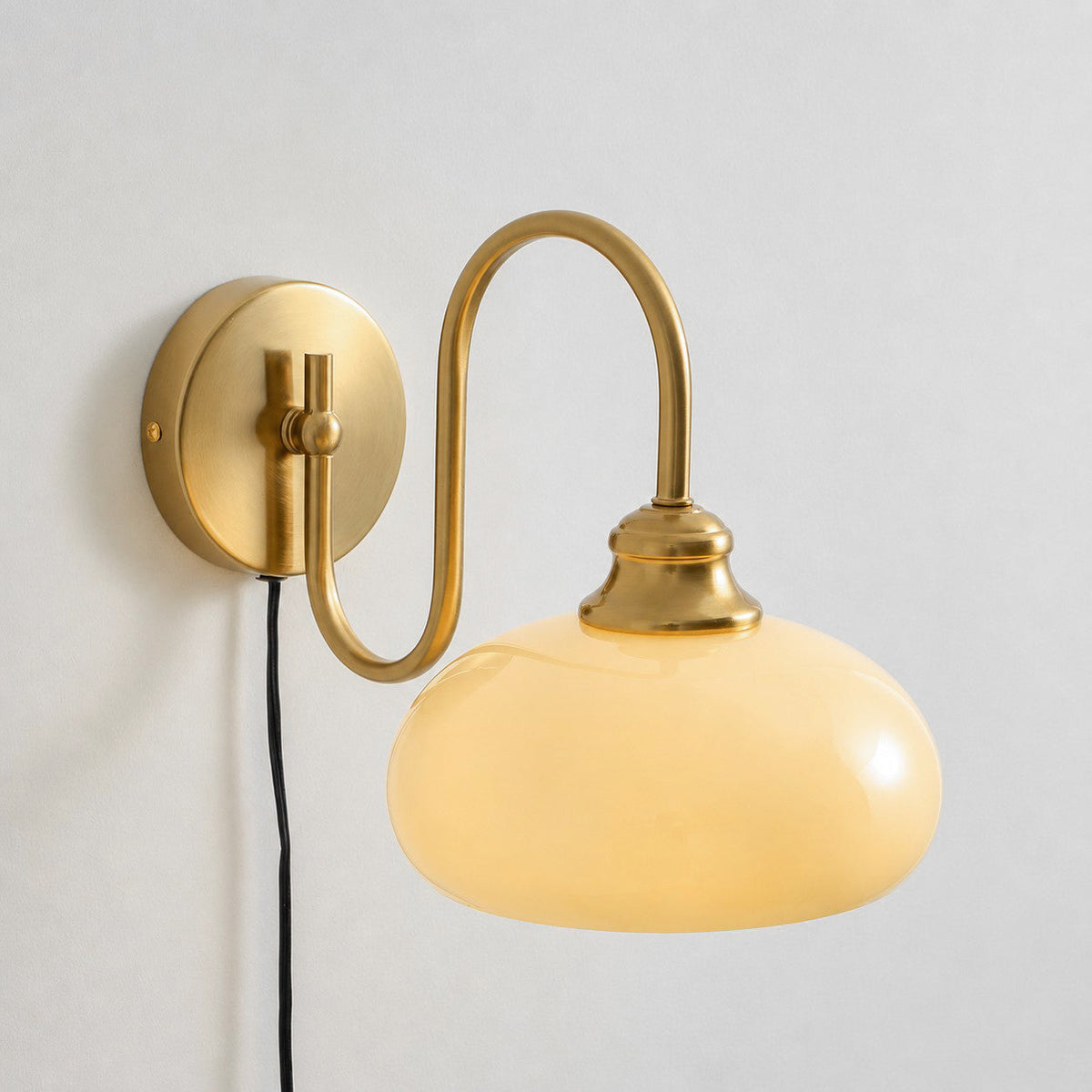 Modern Plug-In Wall Sconce with Glass Shade