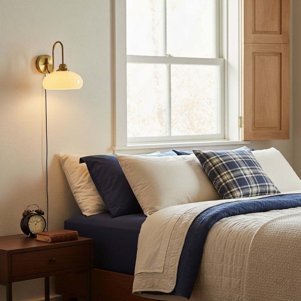 Modern Plug-In Wall Sconce with Glass Shade