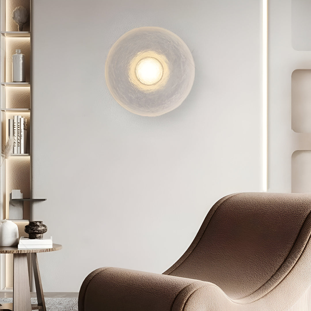 Modern Round Resin Wall Sconce with Halo Glow