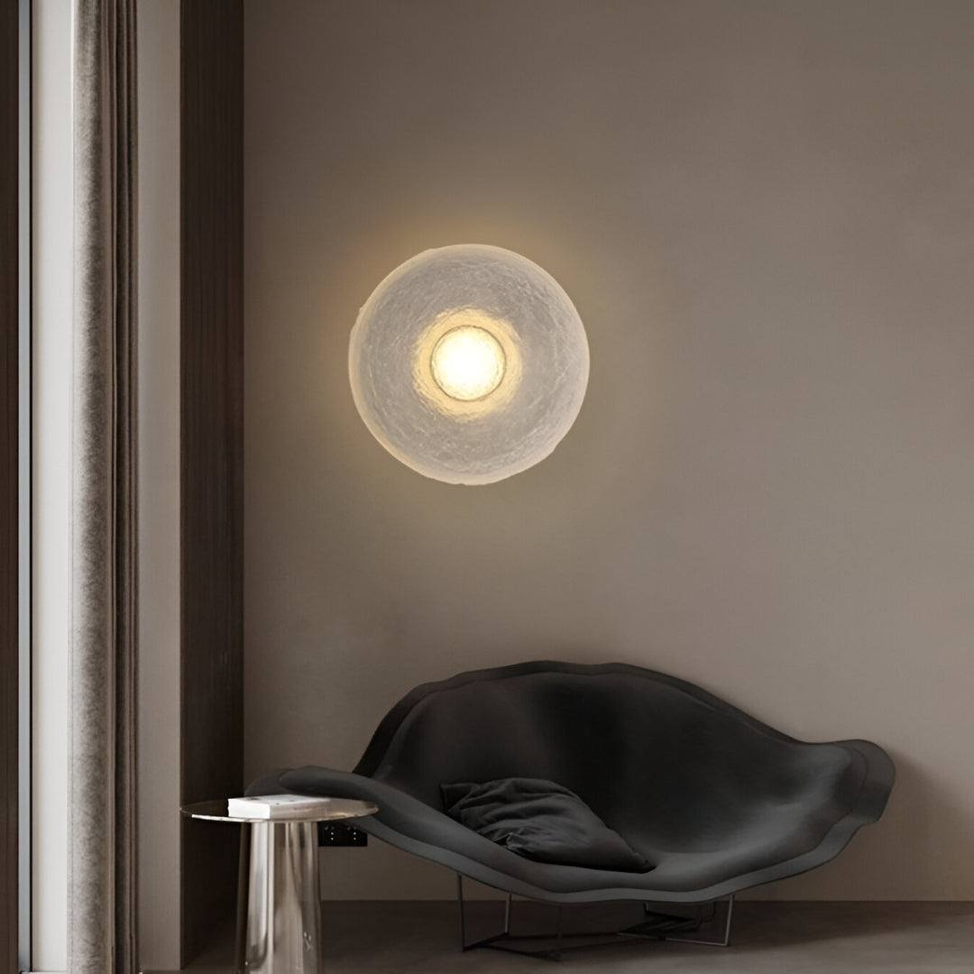Modern Round Resin Wall Sconce with Halo Glow