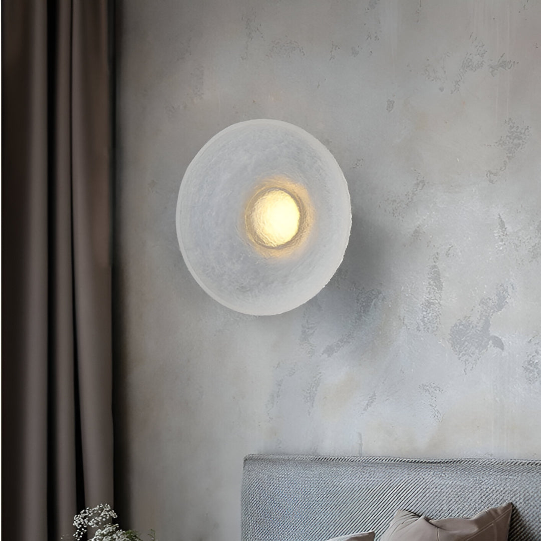 Modern Round Resin Wall Sconce with Halo Glow