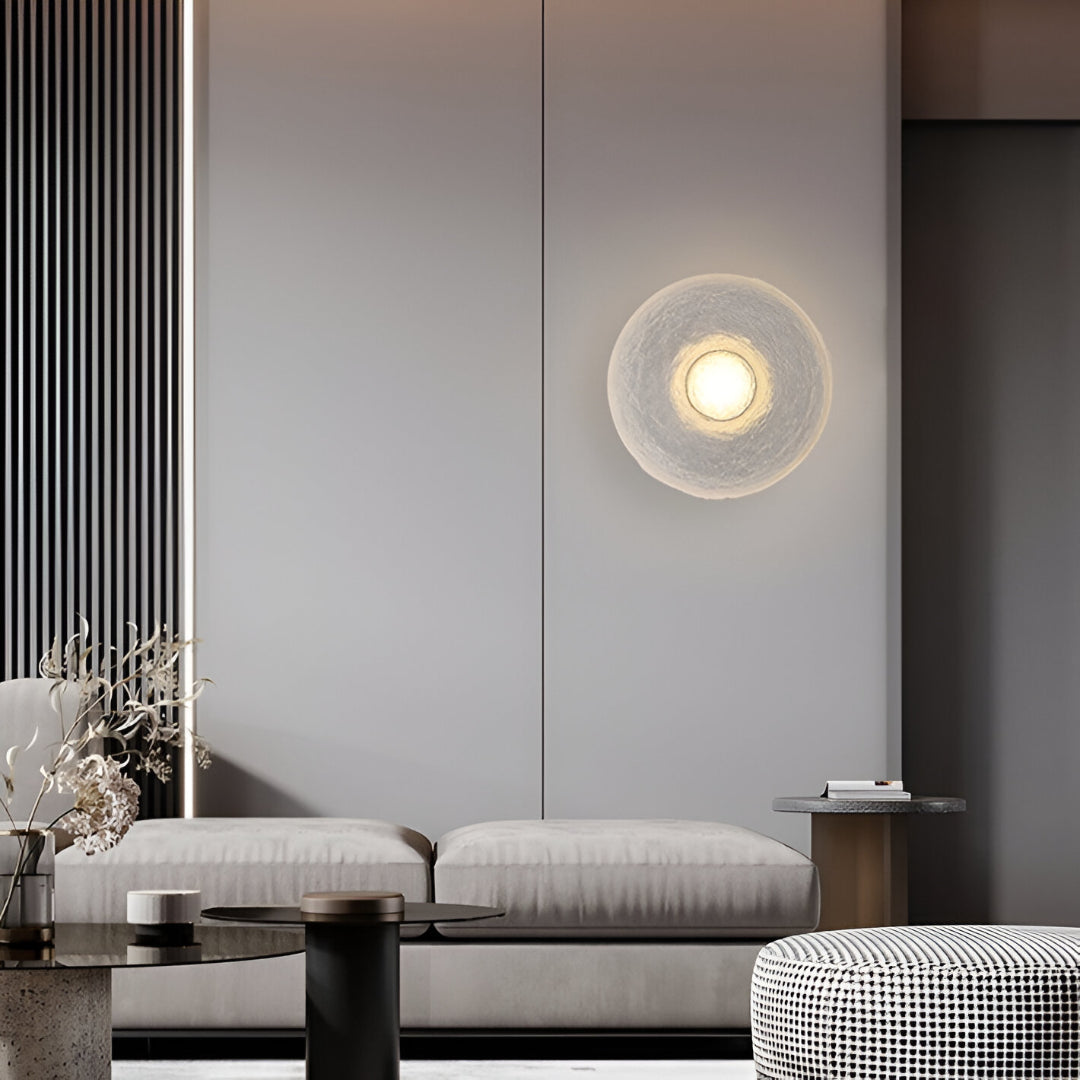 Modern Round Resin Wall Sconce with Halo Glow