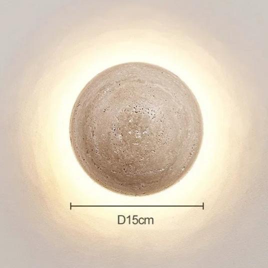 Modern Round Travertine Wall Sconce with LED