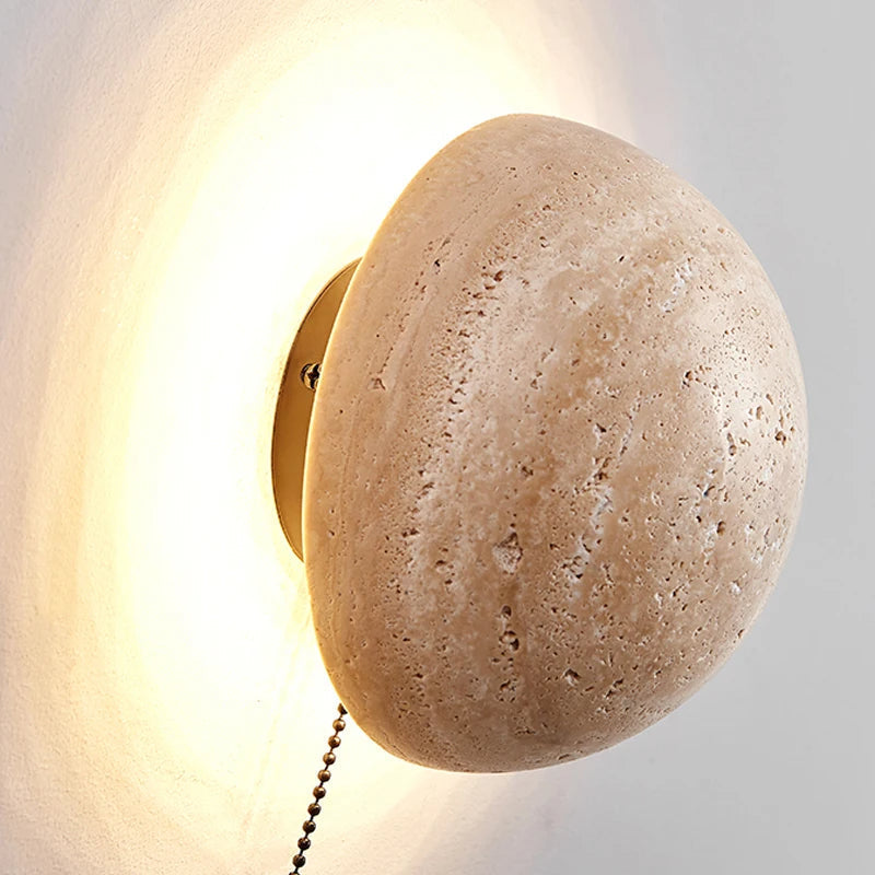Modern Round Travertine Wall Sconce with LED