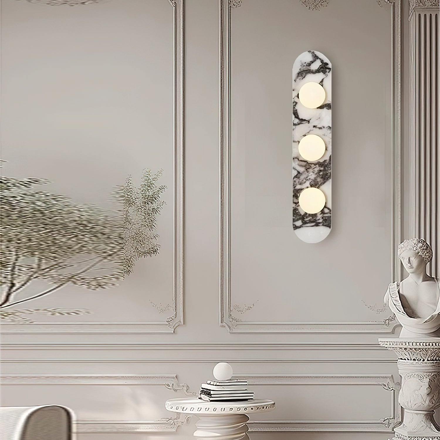 Italian Marble Wall Sconce with Opal Globes