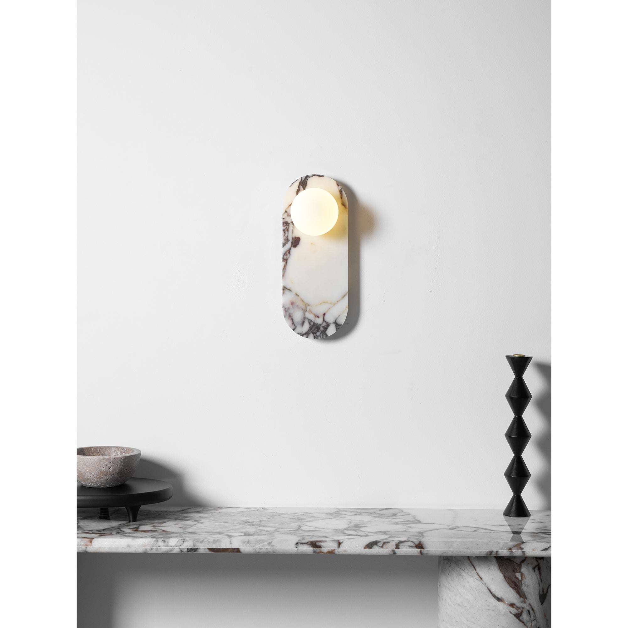 Italian Marble Wall Sconce with Opal Globes