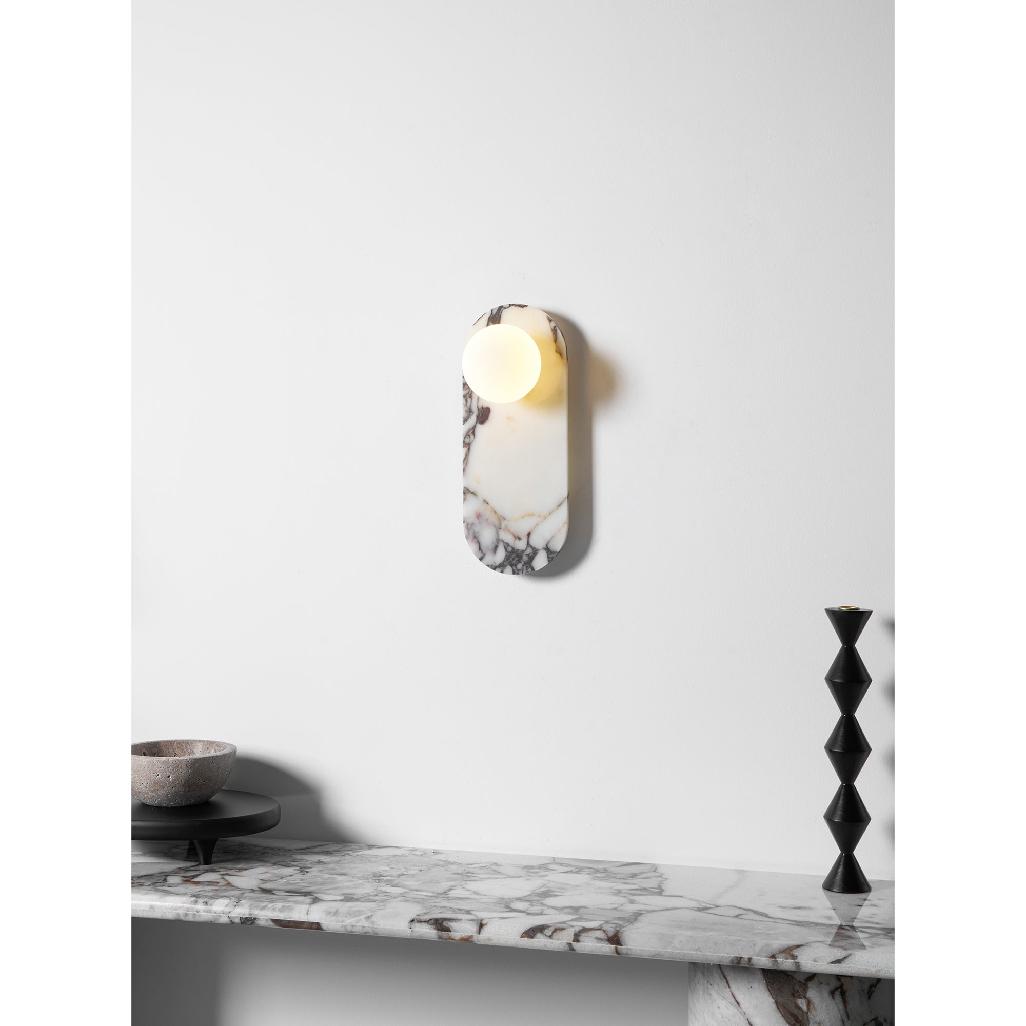 Italian Marble Wall Sconce with Opal Globes