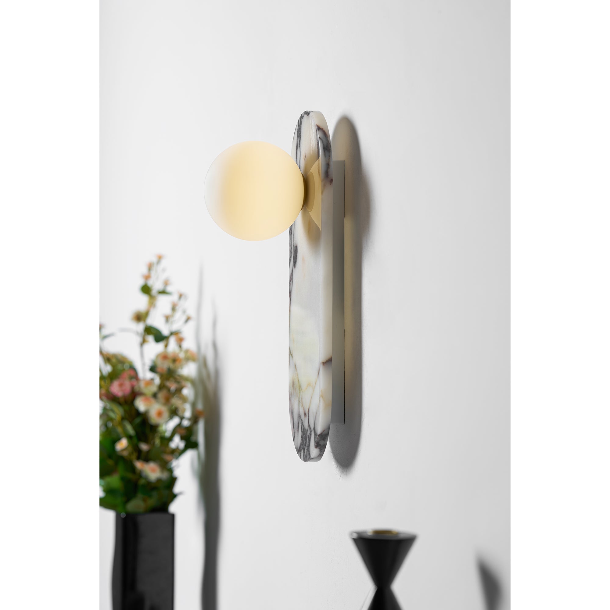 Italian Marble Wall Sconce with Opal Globes