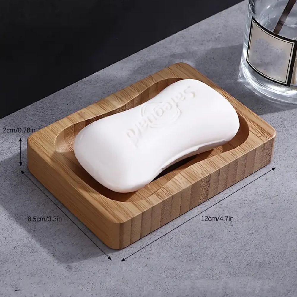 Natural Bamboo Soap Dish with Drainage Slots