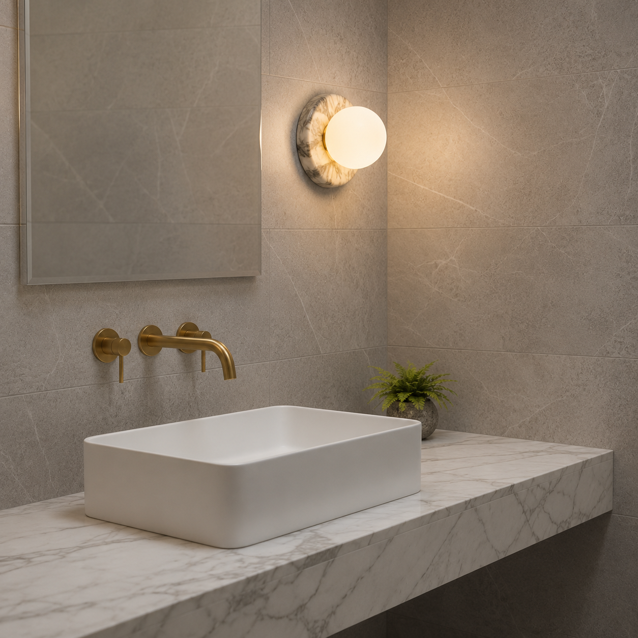 Natural Onyx Wall Sconce with Frosted Globe