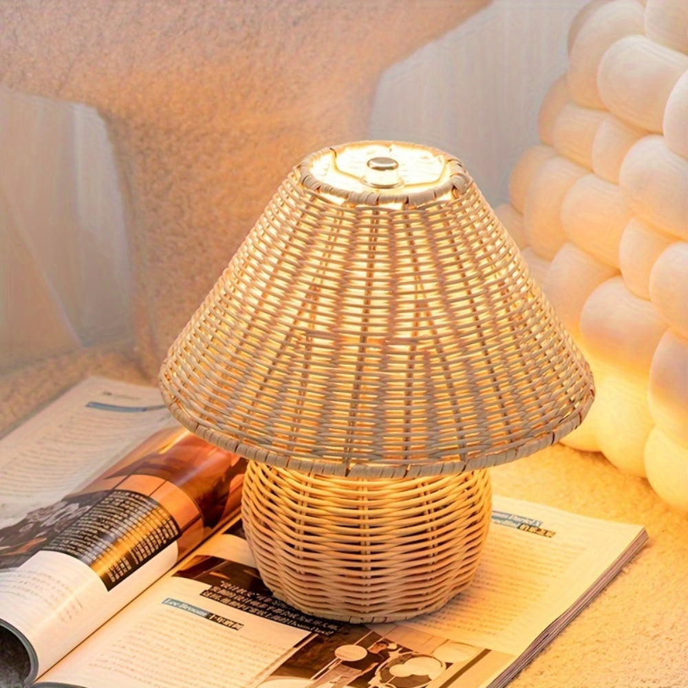 Natural Rattan Table Lamp with Woven Shade