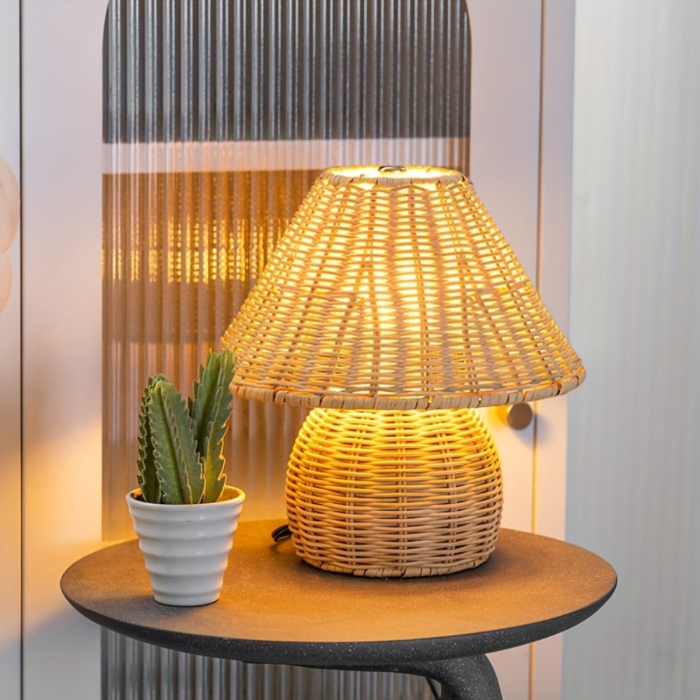 Natural Rattan Table Lamp with Woven Shade