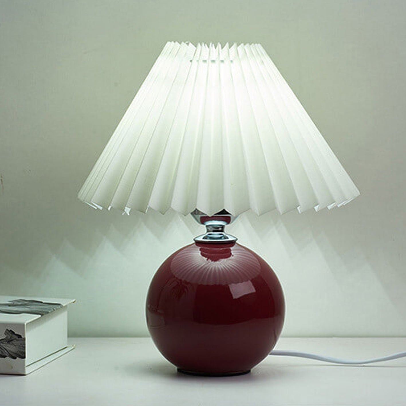 Nordic Ceramic Table Lamp with Pleated Shade