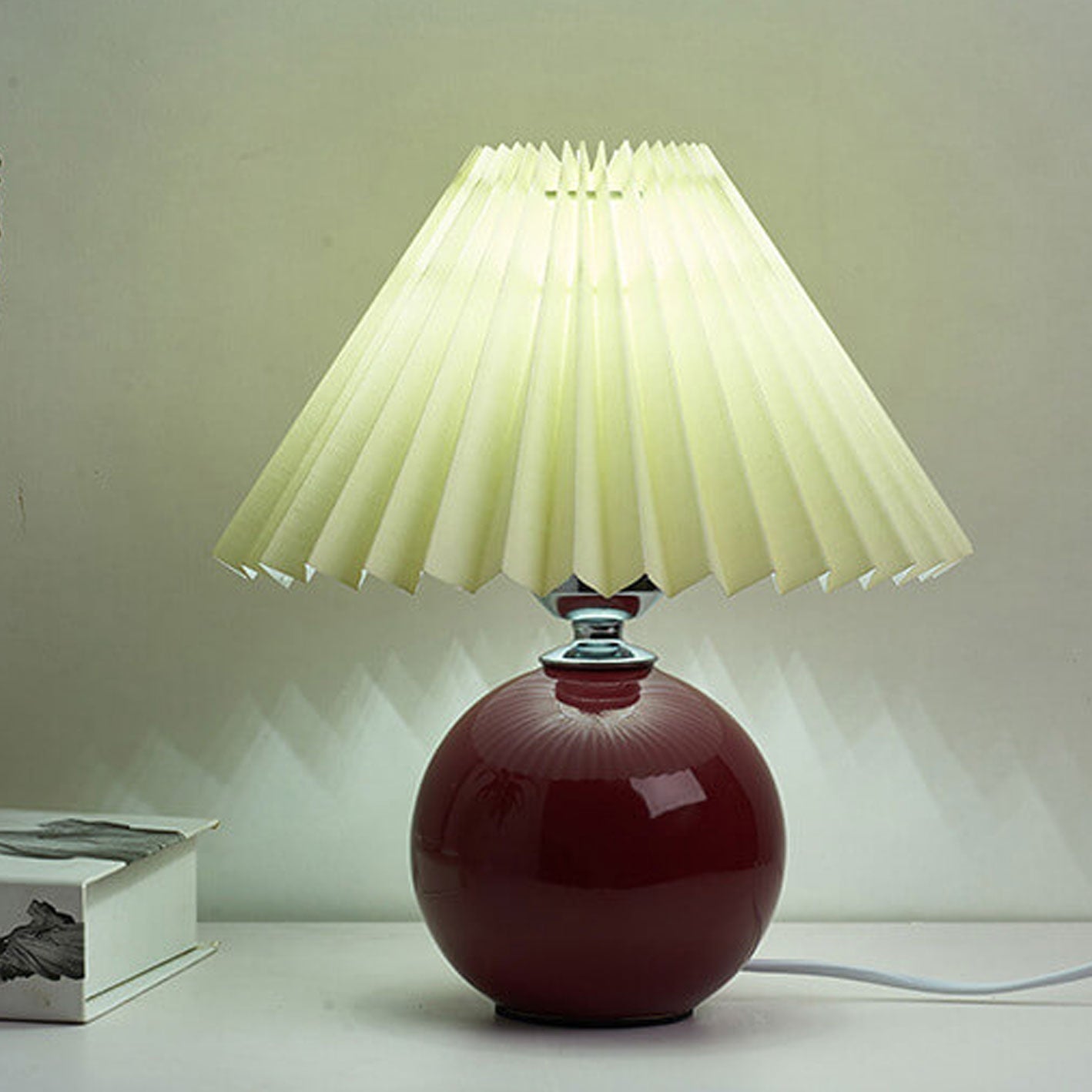 Nordic Ceramic Table Lamp with Pleated Shade