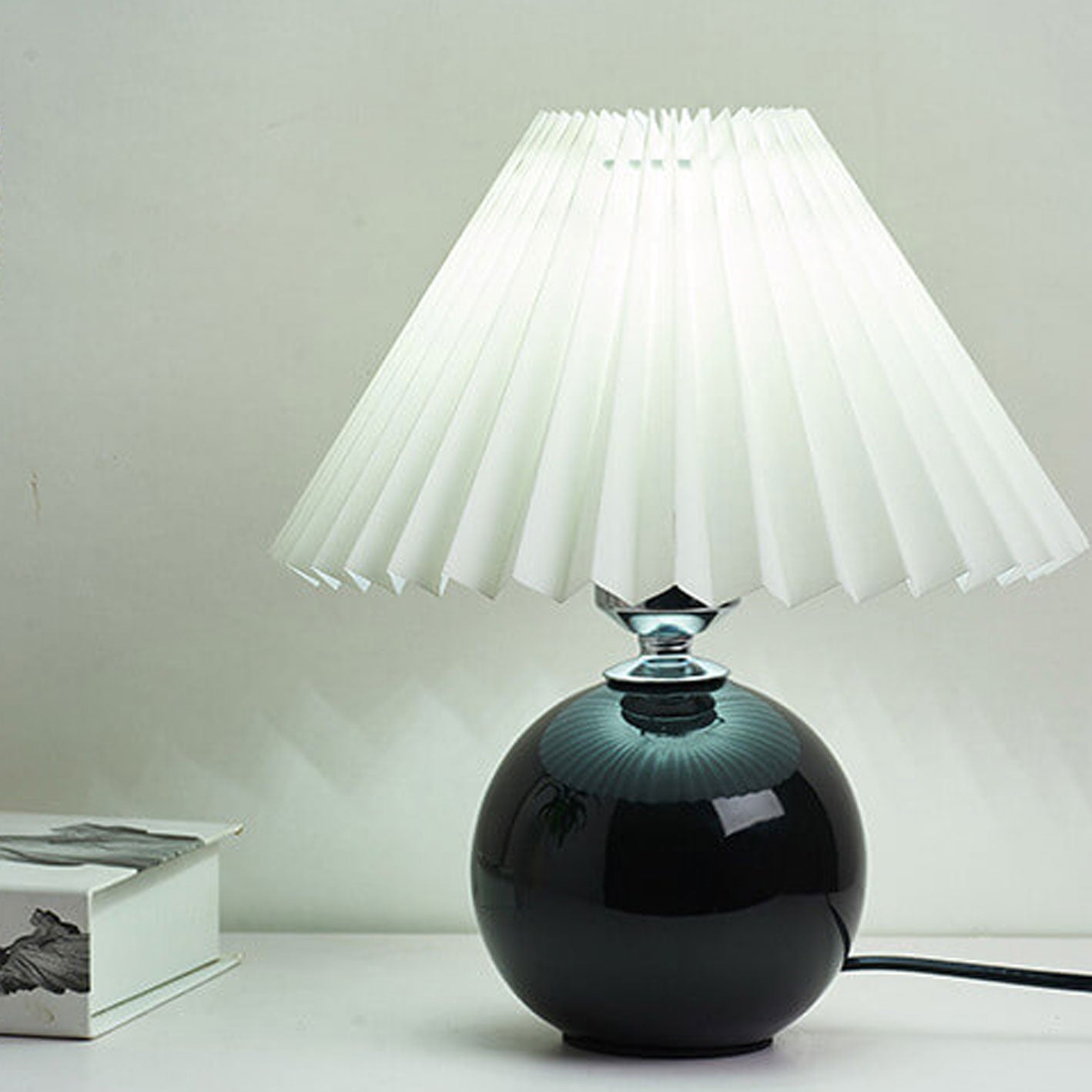 Nordic Ceramic Table Lamp with Pleated Shade
