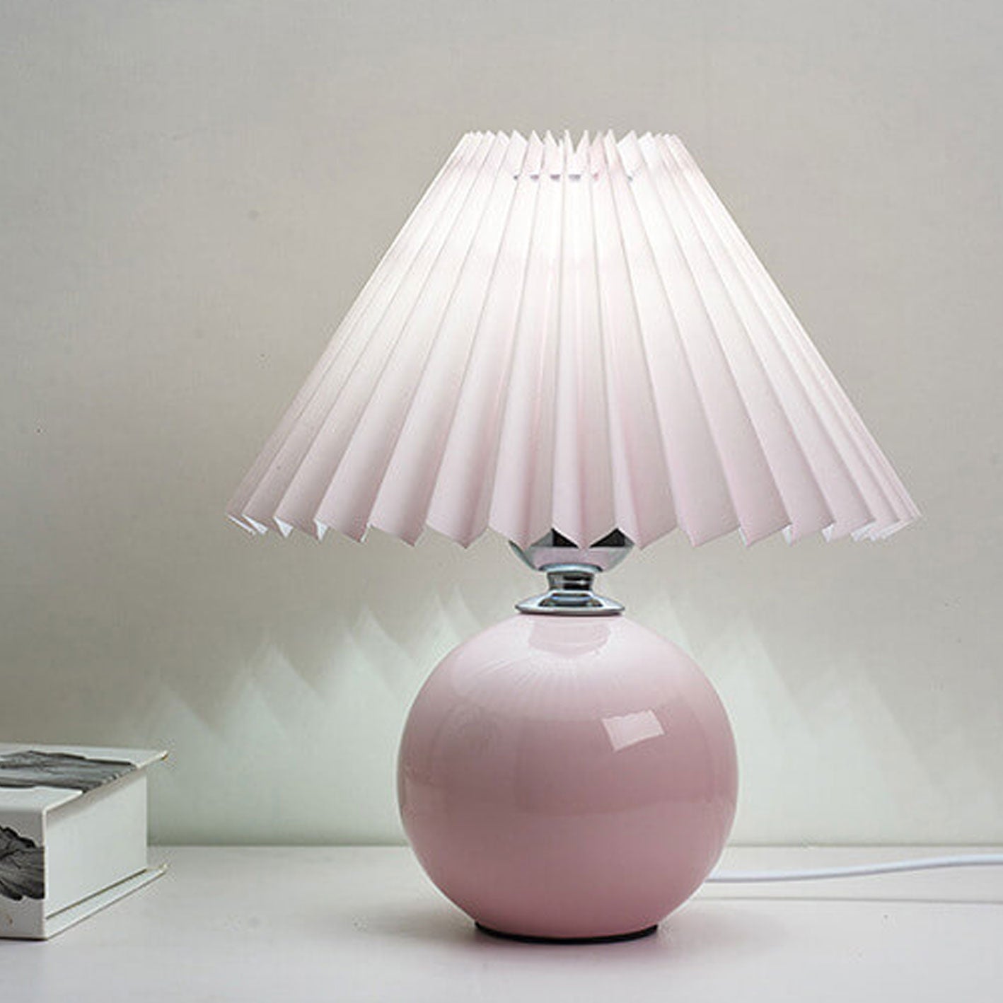Nordic Ceramic Table Lamp with Pleated Shade