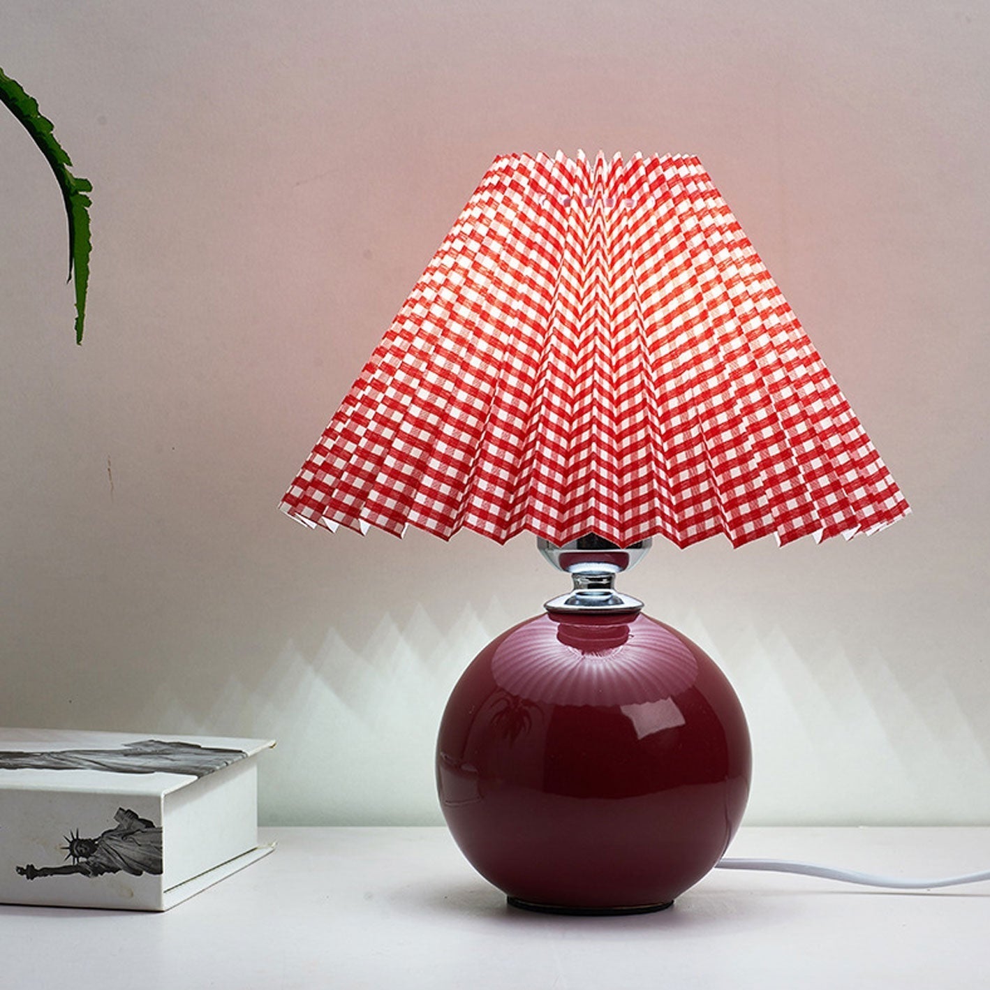 Nordic Ceramic Table Lamp with Pleated Shade