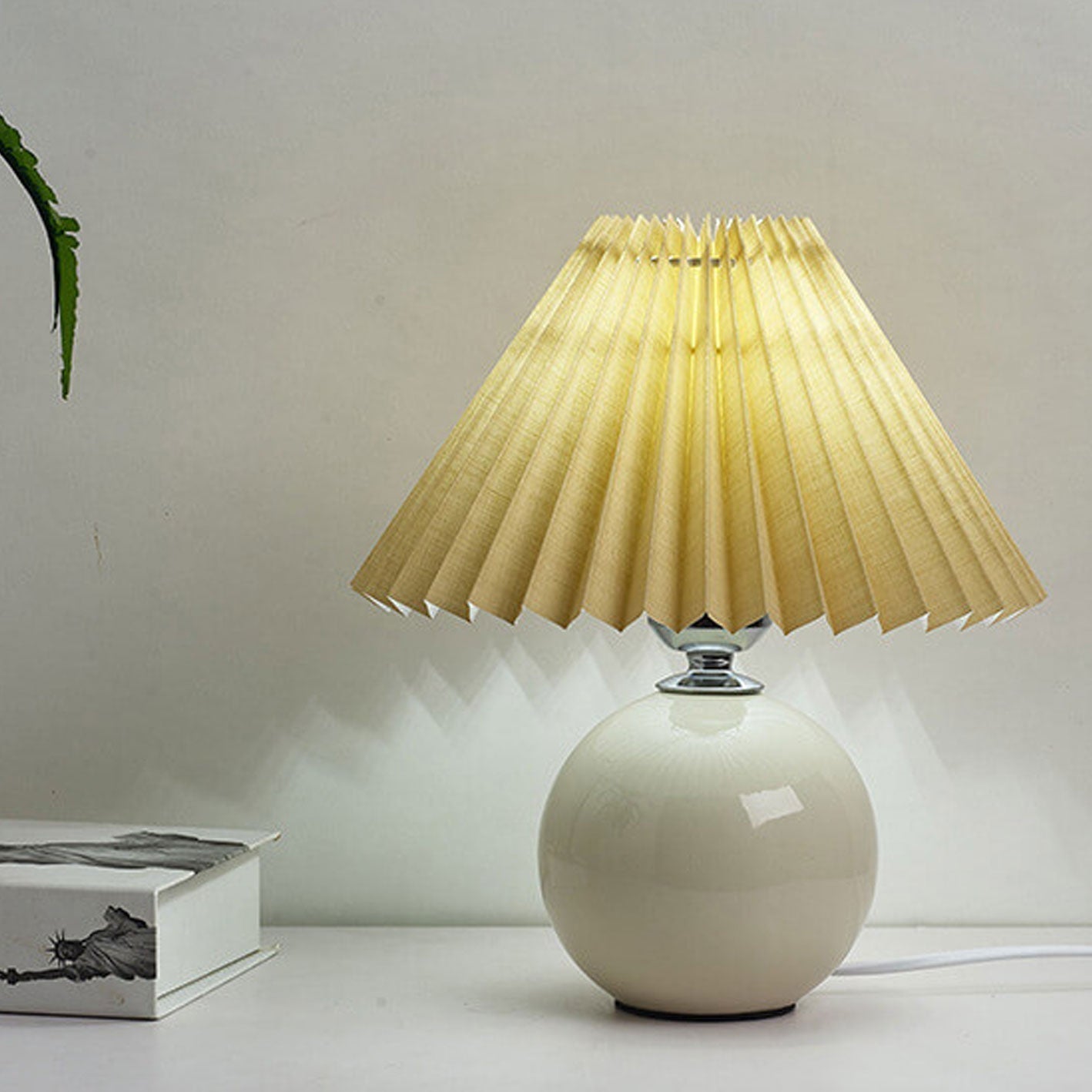 Nordic Ceramic Table Lamp with Pleated Shade