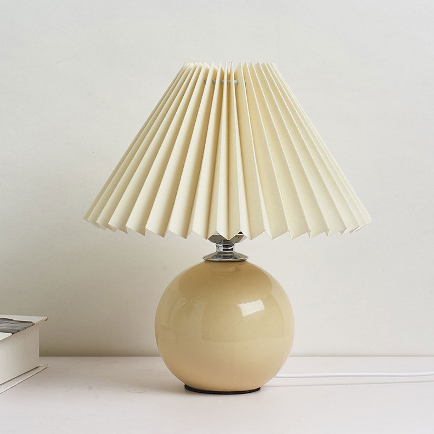 Nordic Ceramic Table Lamp with Pleated Shade