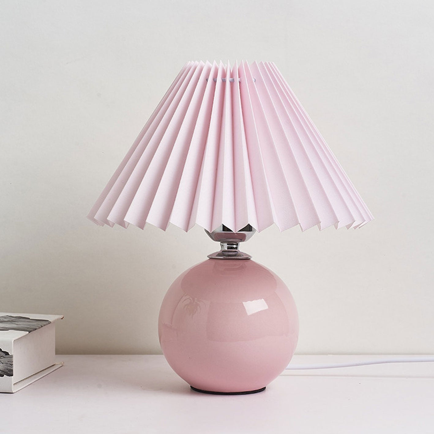 Nordic Ceramic Table Lamp with Pleated Shade