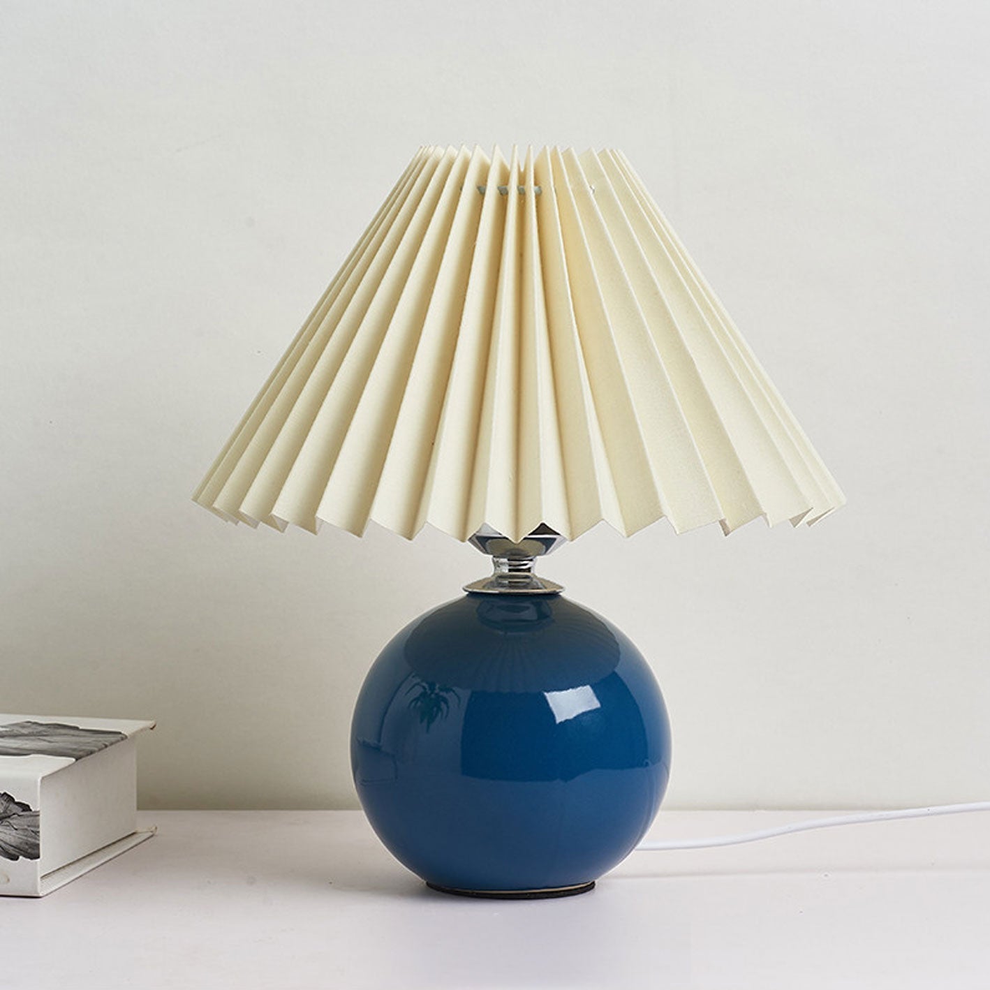Nordic Ceramic Table Lamp with Pleated Shade
