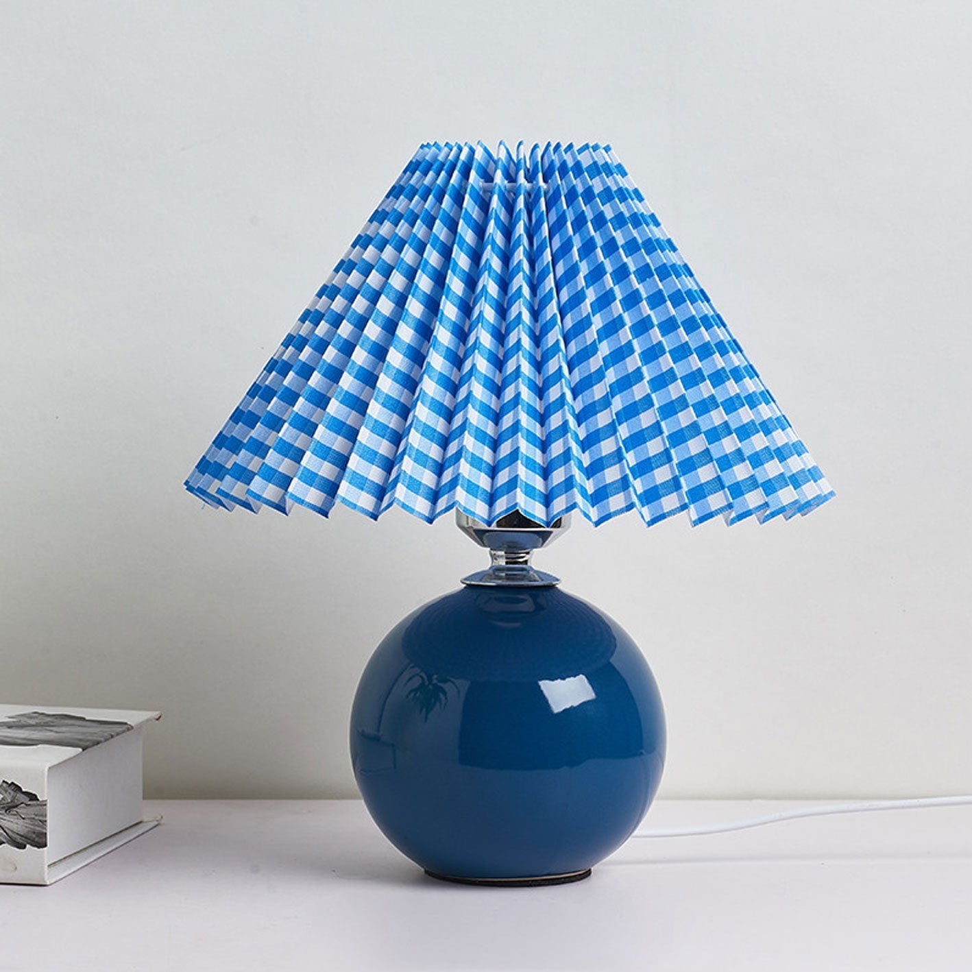 Nordic Ceramic Table Lamp with Pleated Shade