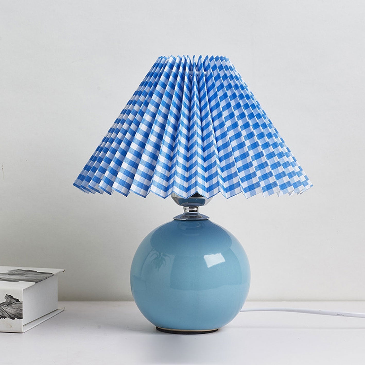 Nordic Ceramic Table Lamp with Pleated Shade