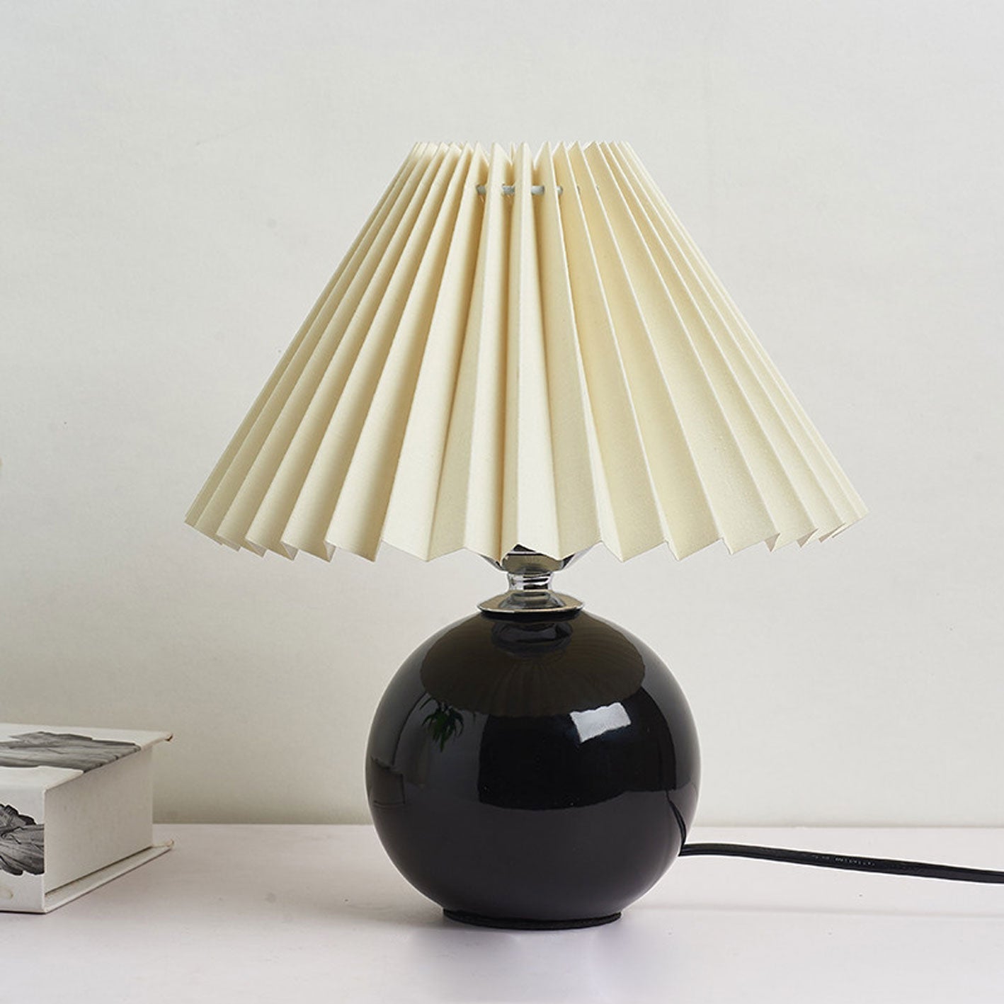 Nordic Ceramic Table Lamp with Pleated Shade