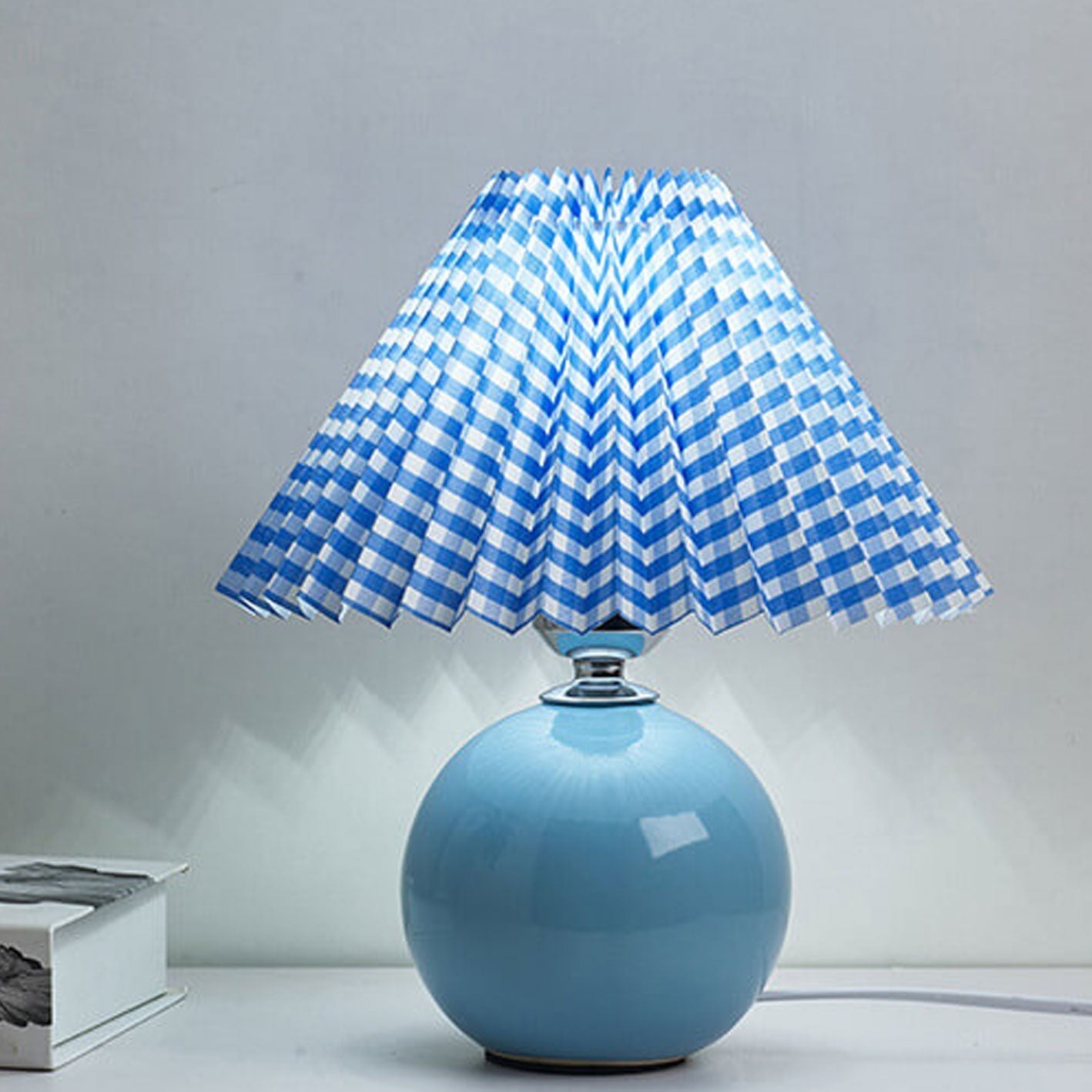 Nordic Ceramic Table Lamp with Pleated Shade