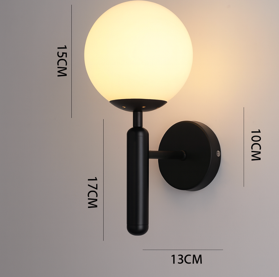 Nordic Glass Globe Wall Sconce with LED Light